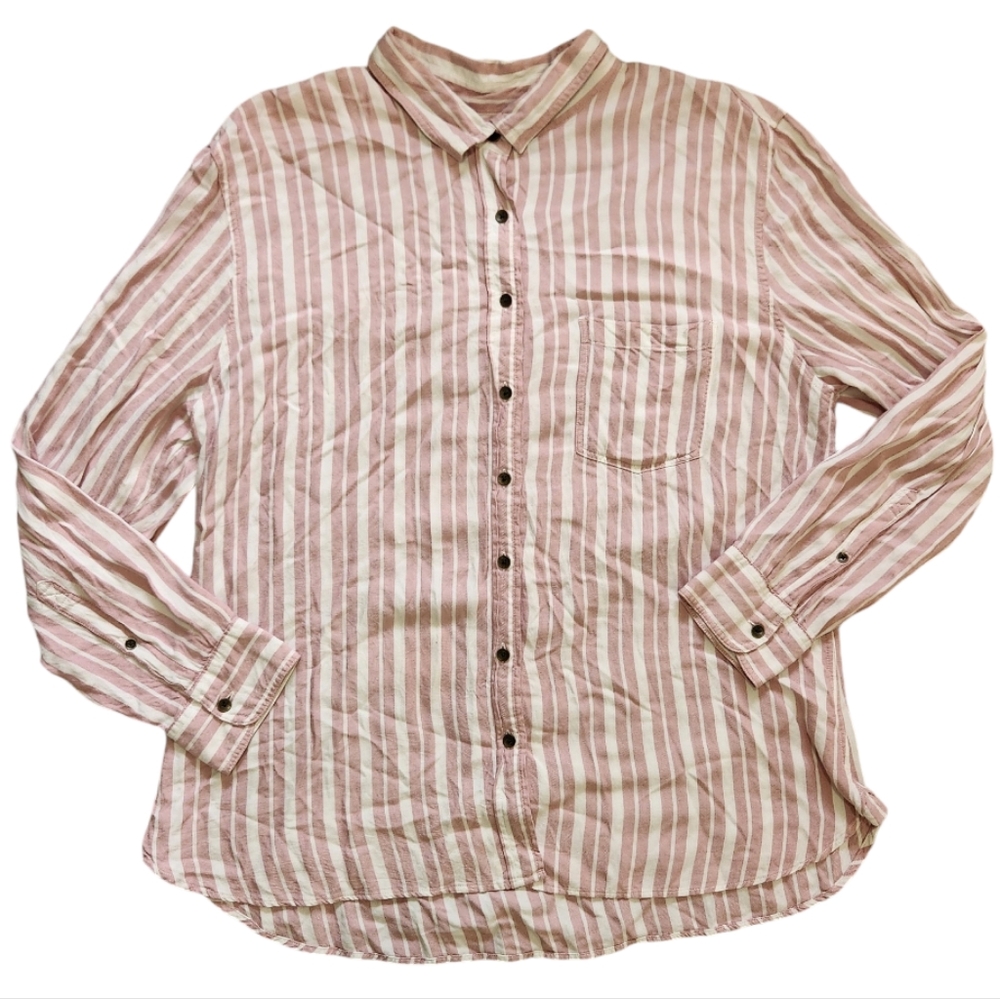 Jack's Girlfriend Vertical Stripe Button Shirt Xl - image 1